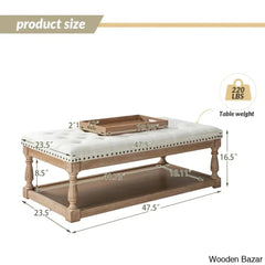 Simyy Tufted Rectangle Cocktail Ottoman With Storage Tray Coffee And Center Table