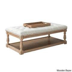 Simyy Tufted Rectangle Cocktail Ottoman With Storage Tray Coffee And Center Table