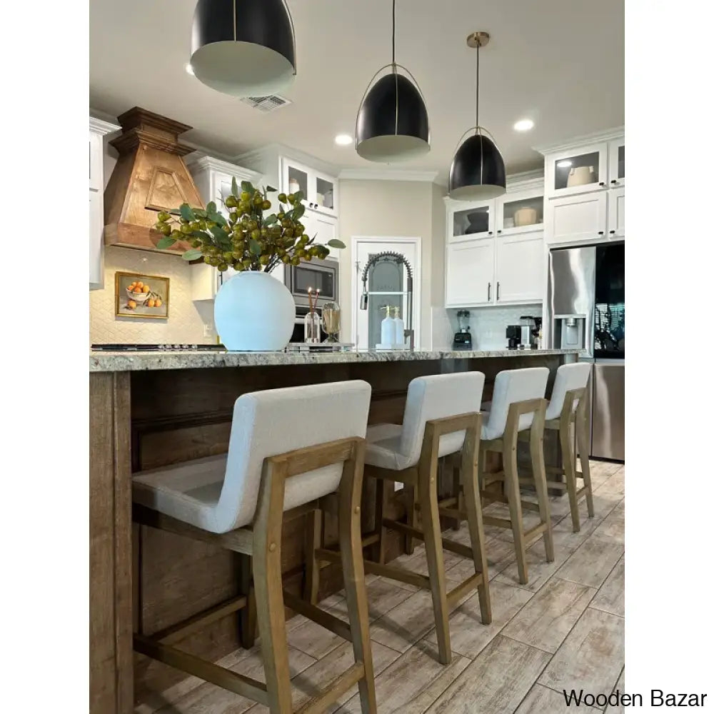 Sipingr Swivel Upholstered Wooden Counter And Bar Stool