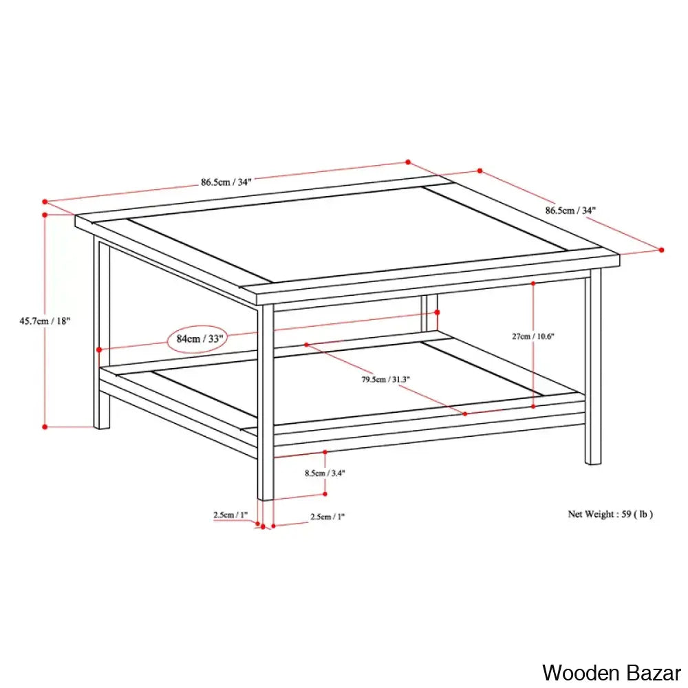 Skylern Solid Wood Top Coffee And Center Table