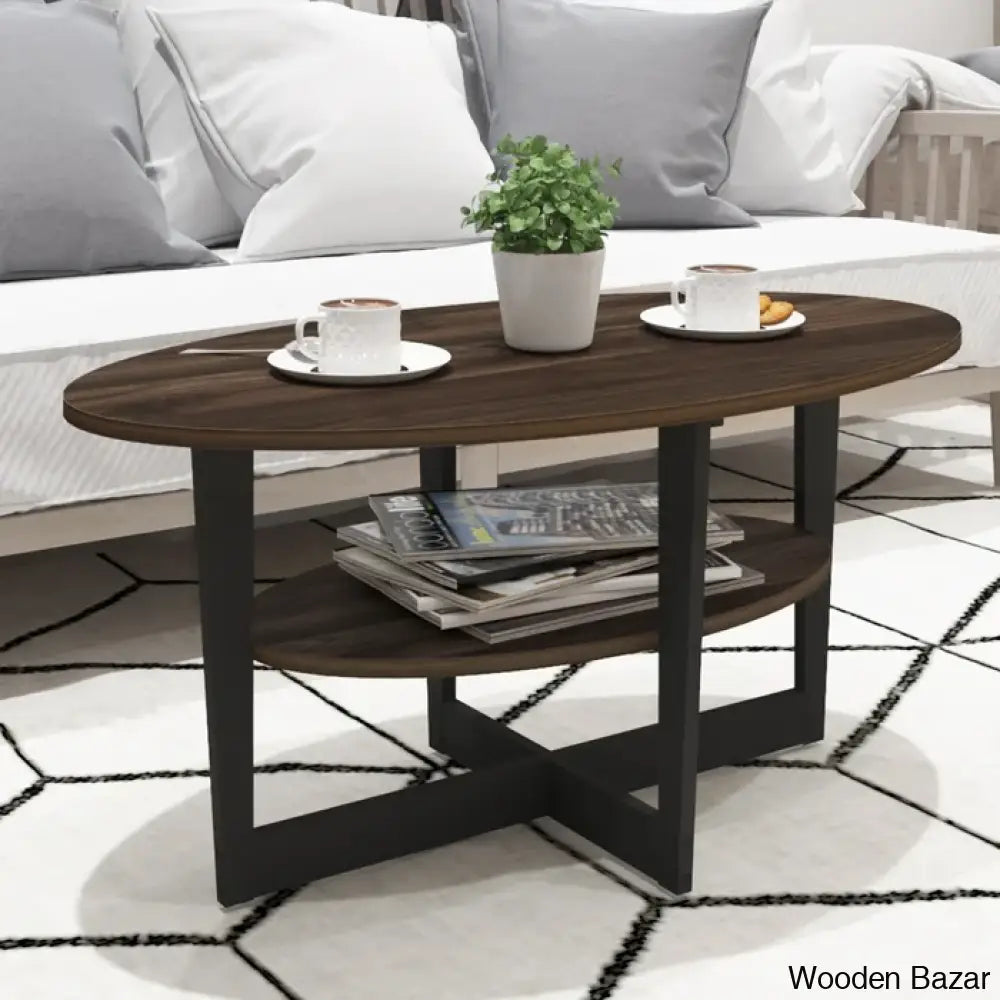 Sledn Oval Coffee And Center Table With Storage