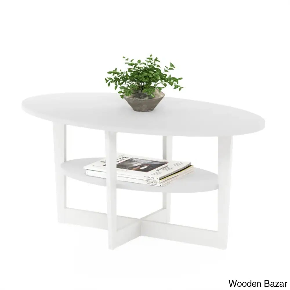 Sledn Oval Coffee And Center Table With Storage