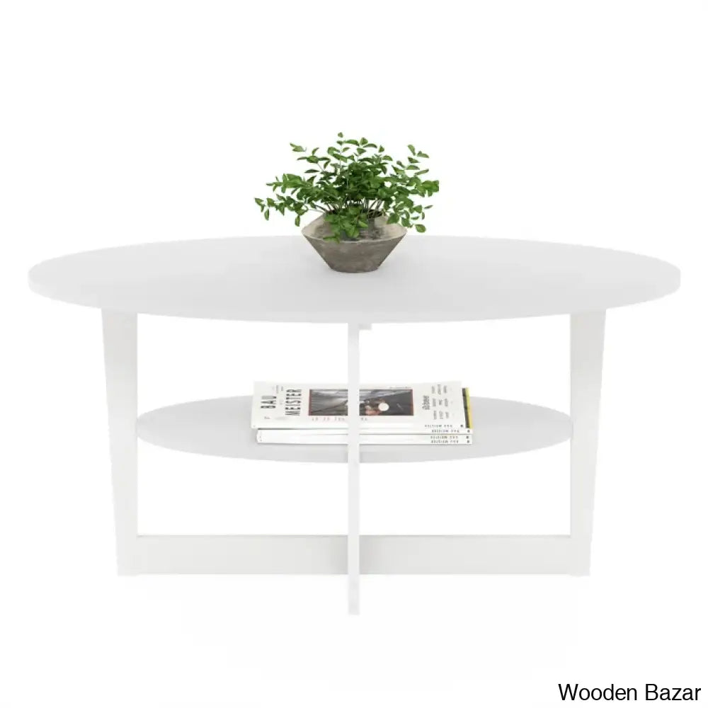 Sledn Oval Coffee And Center Table With Storage