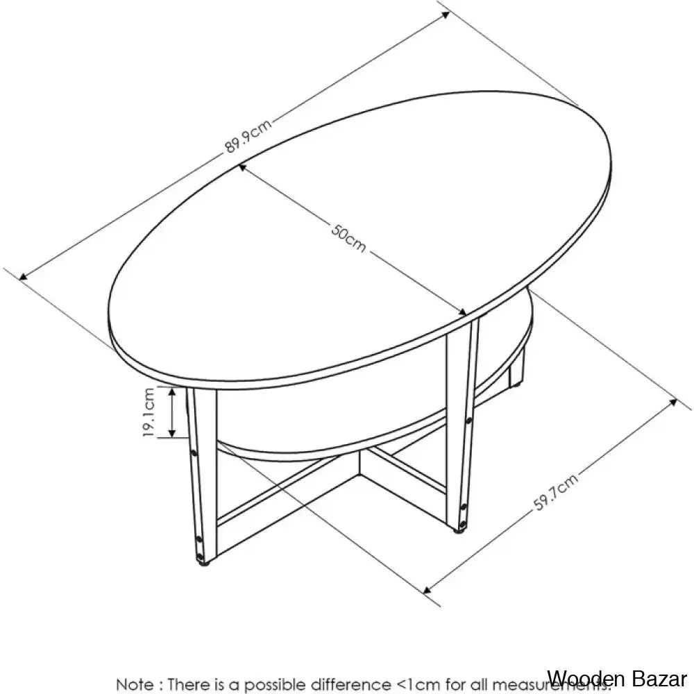 Sledn Oval Coffee And Center Table With Storage