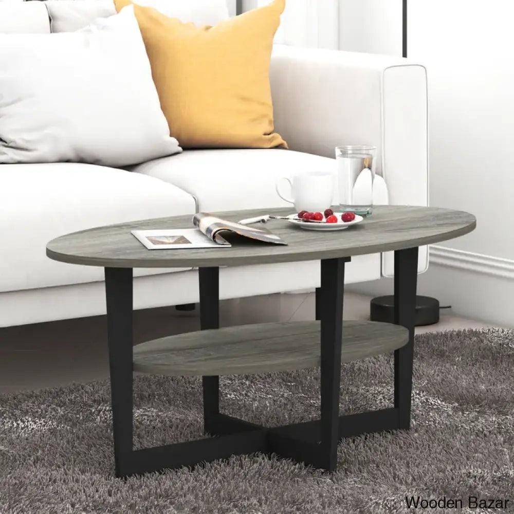 Sledn Oval Coffee And Center Table With Storage