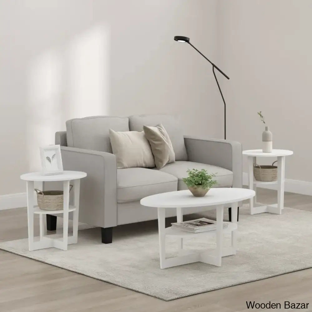 Sledn Oval Coffee And Center Table With Storage