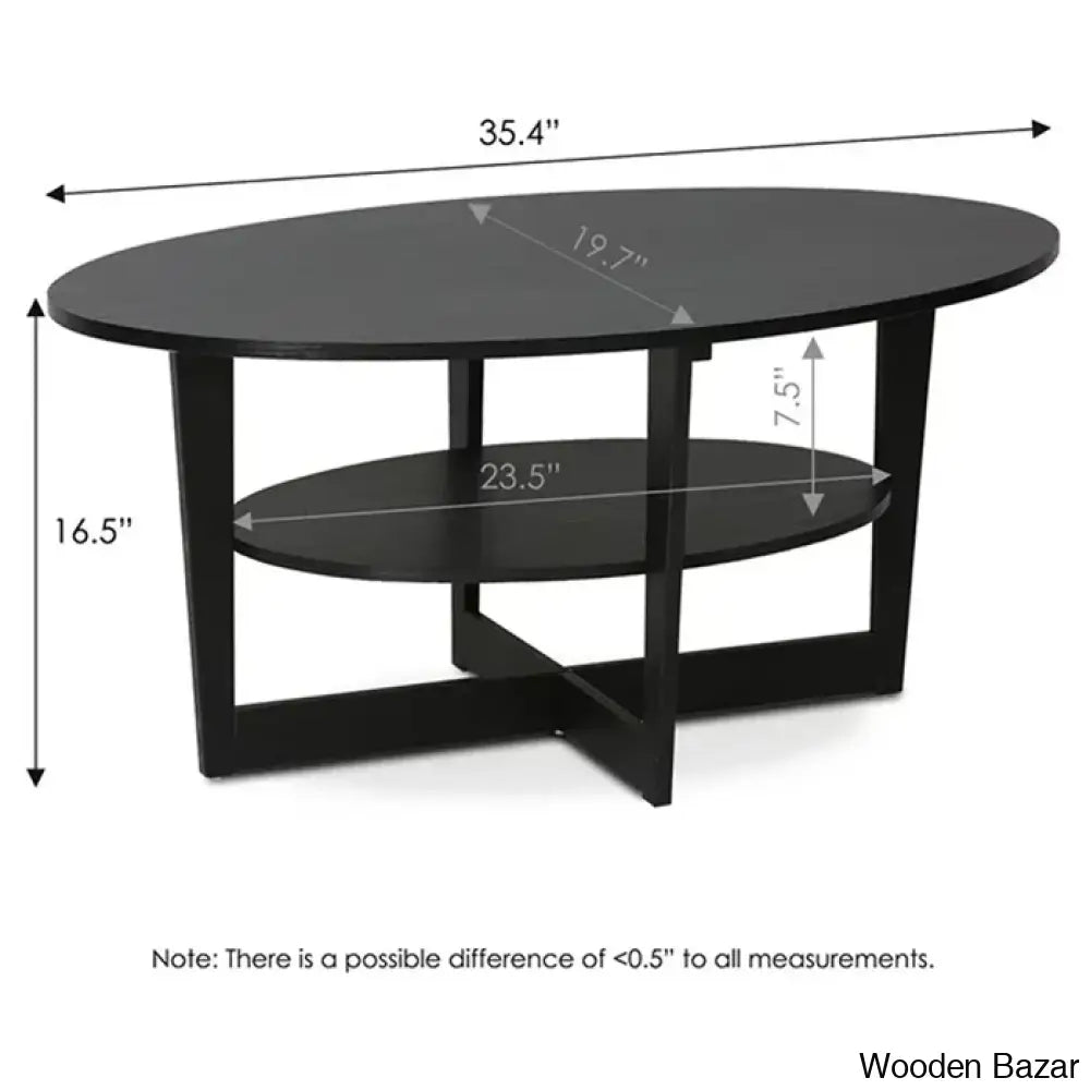 Sledn Oval Coffee And Center Table With Storage