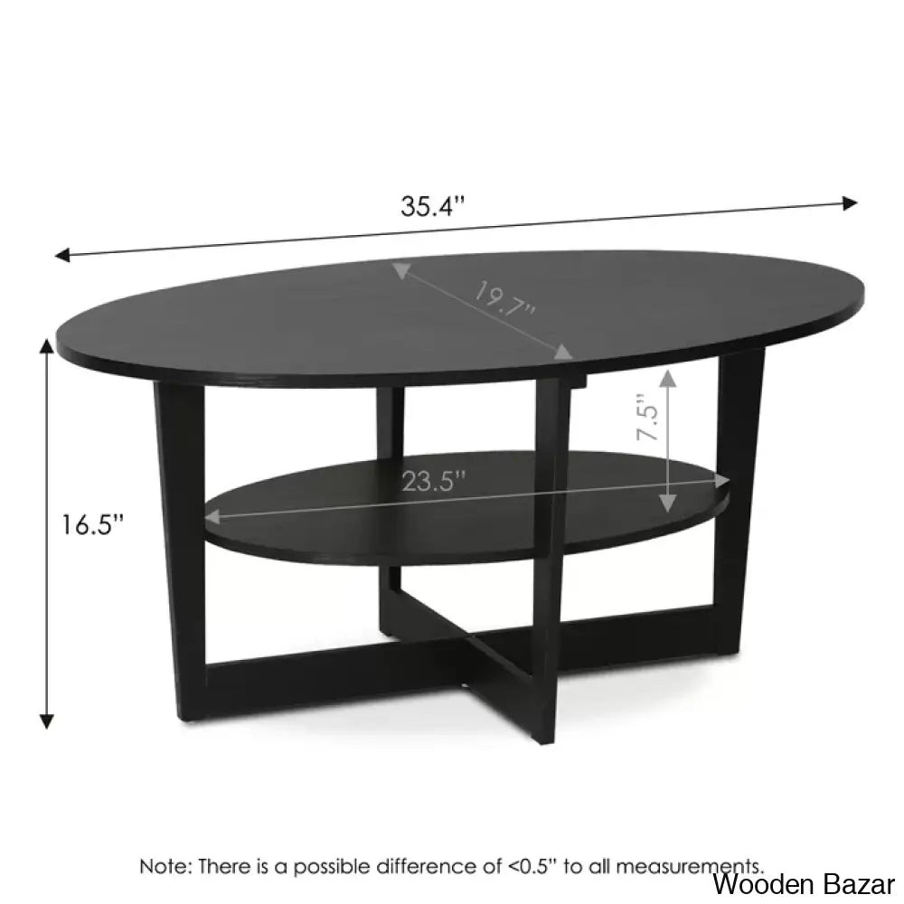 Sledn Oval Coffee And Center Table With Storage