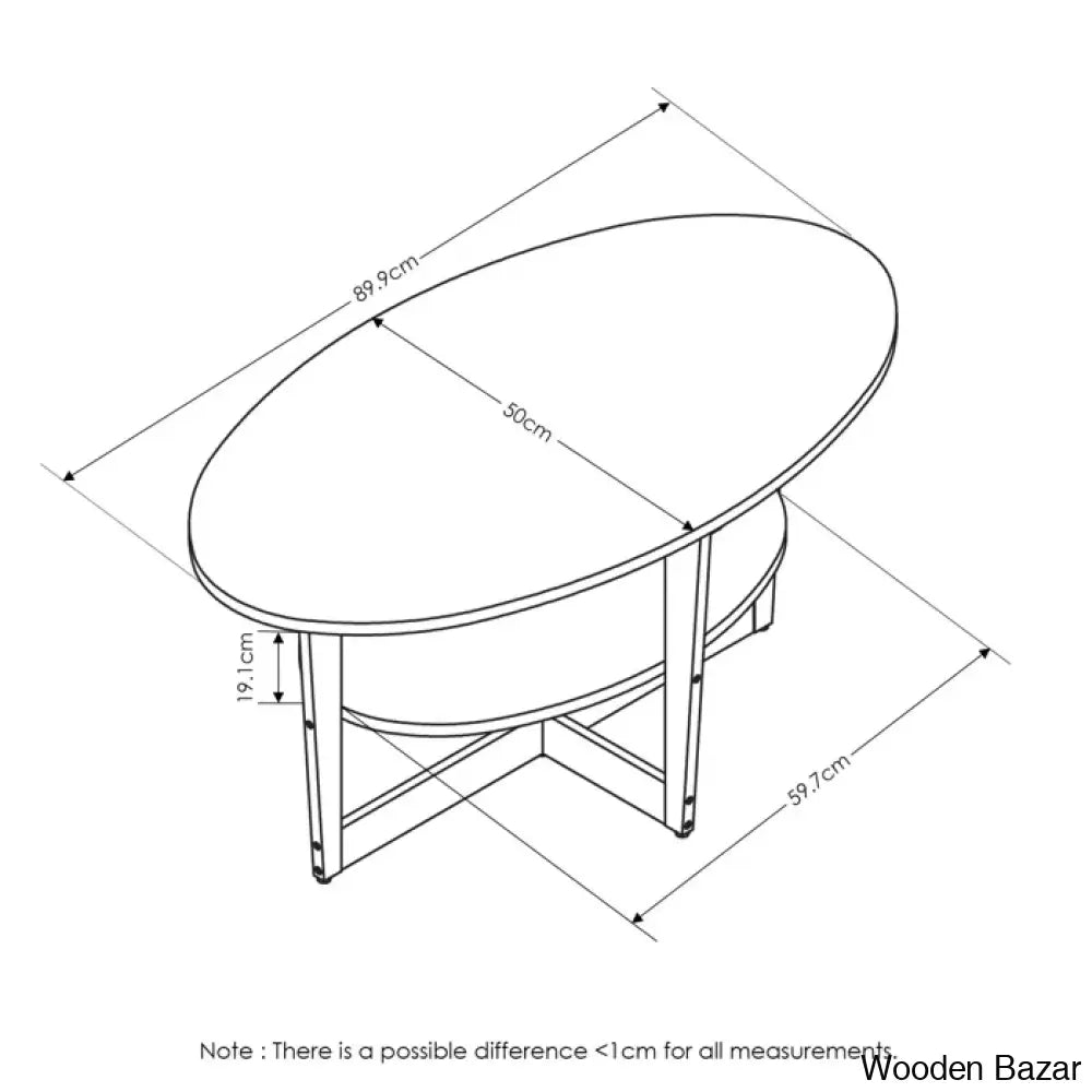 Sledn Oval Coffee And Center Table With Storage