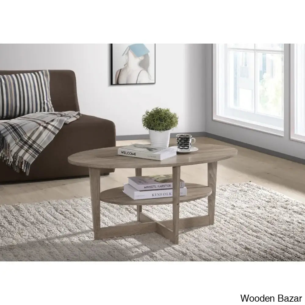 Sledn Oval Coffee And Center Table With Storage