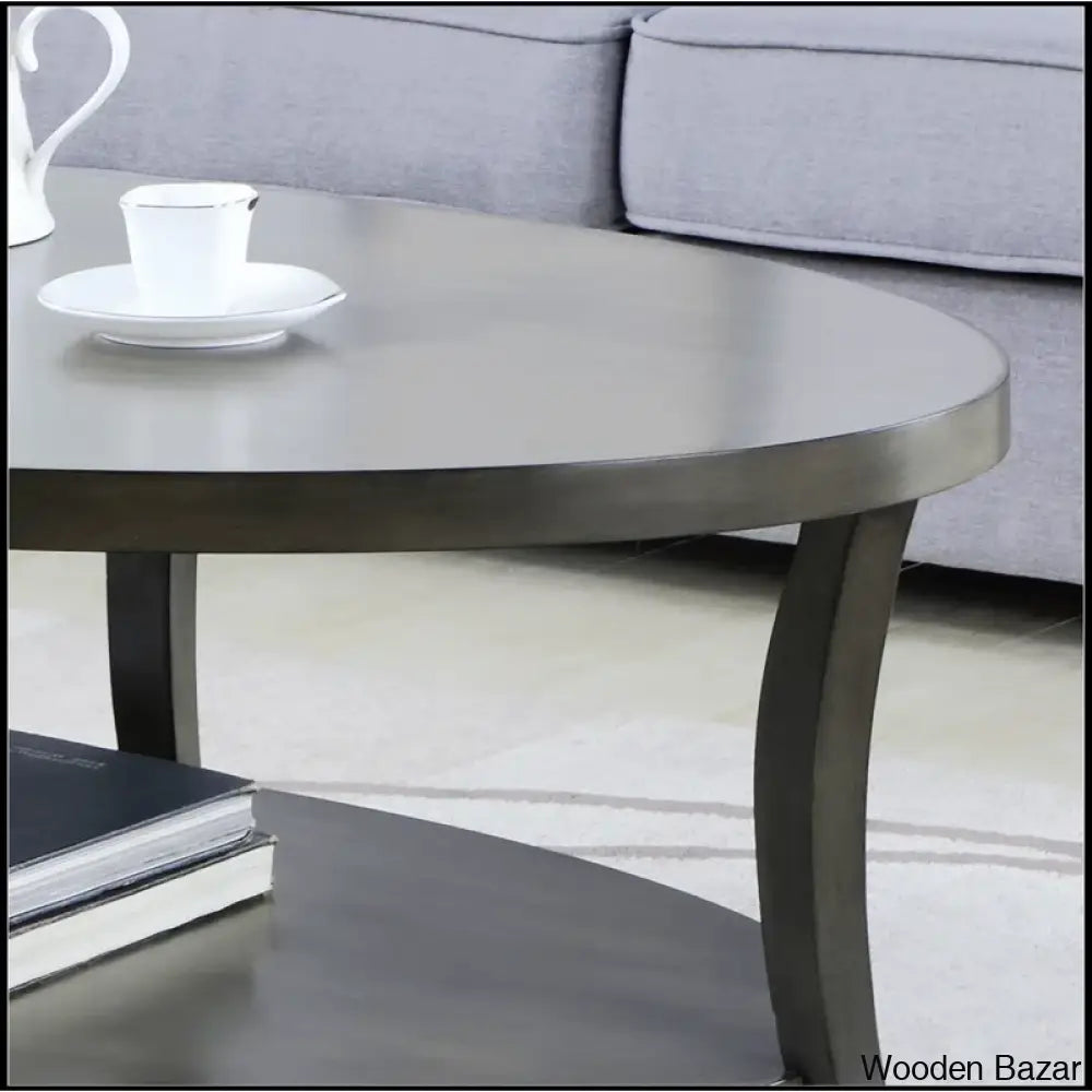 Smajila Single Oval Coffee And Center Table With Shelf