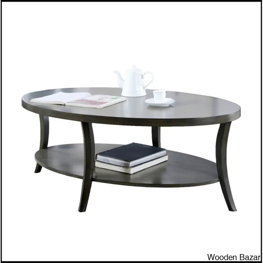 Smajila Single Oval Coffee And Center Table With Shelf