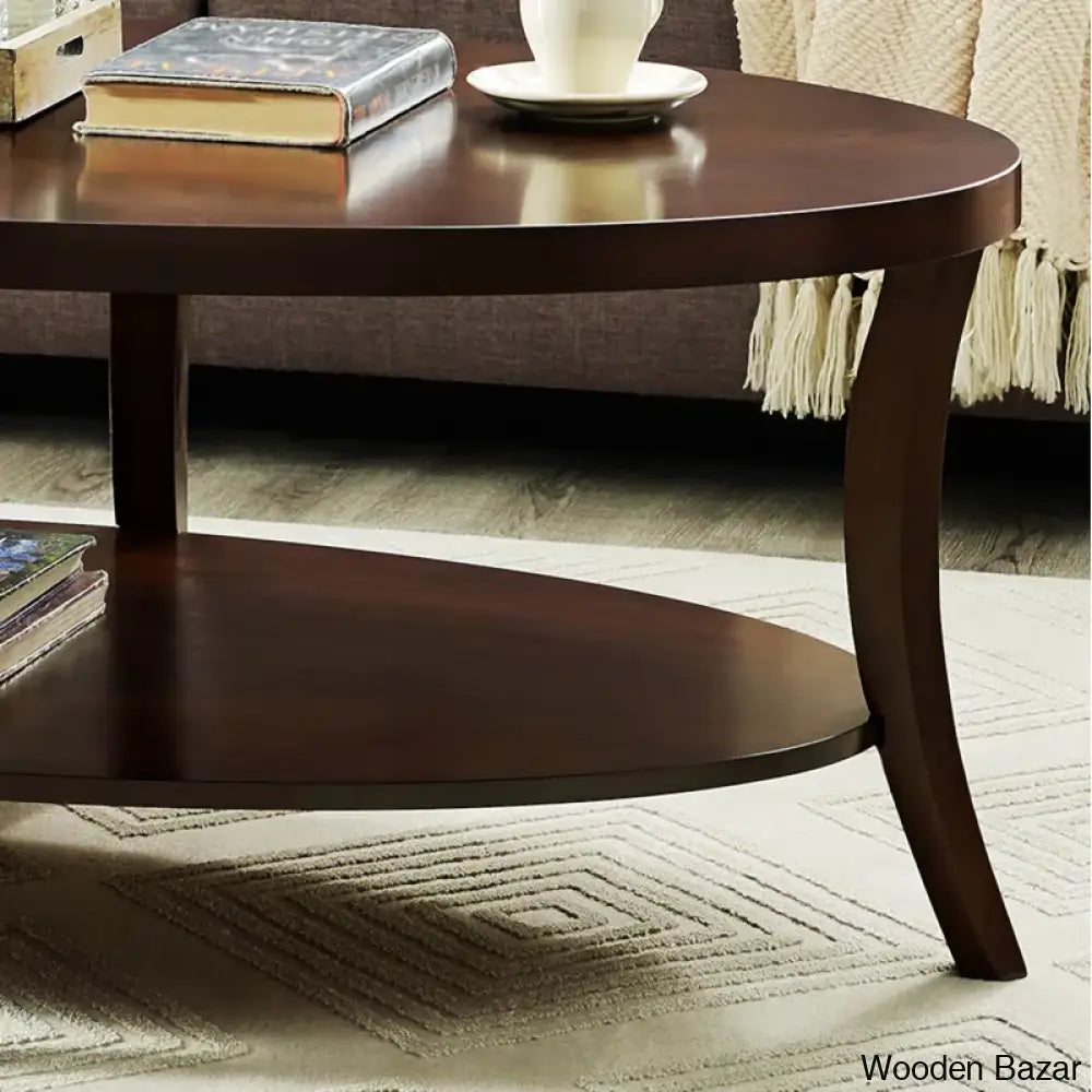 Smajila Single Oval Coffee And Center Table With Shelf