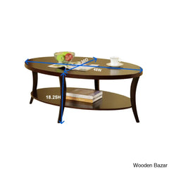 Smajila Single Oval Coffee And Center Table With Shelf Espresso