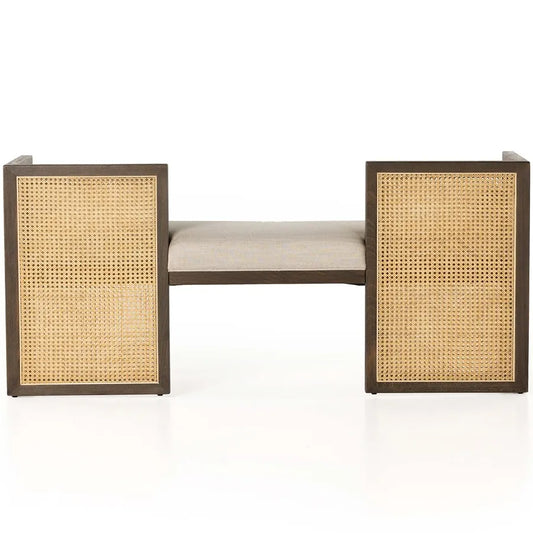 Valentina Exotic Rattan Cane 2 Seater Corner Sofa - Wooden Bazar