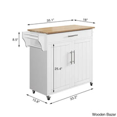 Solid Wood Top Kitchen Island Trolley Cart Cabinet Kitchen Island With Storage