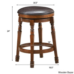 Sorayas Swivel Solid Wood Counter And Bar Stool - Wooden Bazar