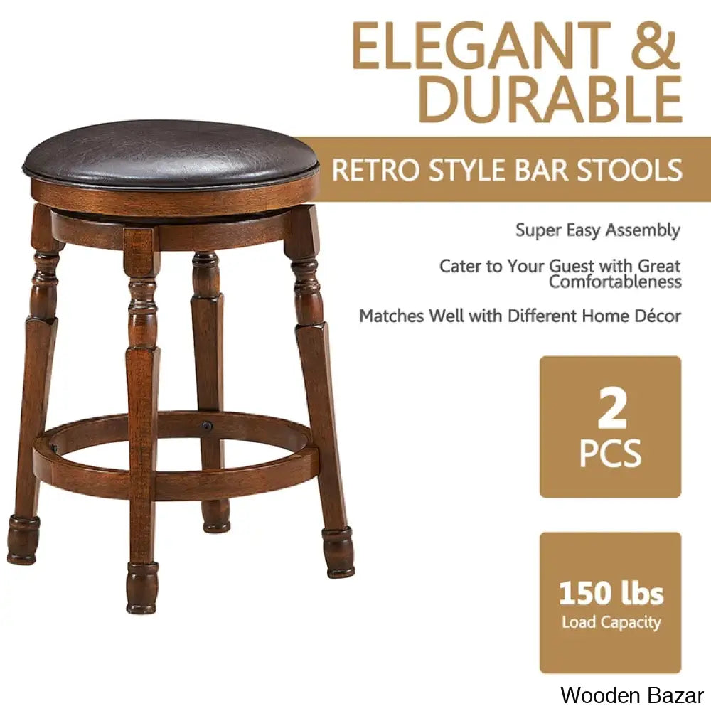 Sorayas Swivel Solid Wood Counter And Bar Stool - Wooden Bazar (24” Seat Height) / 1 Piece