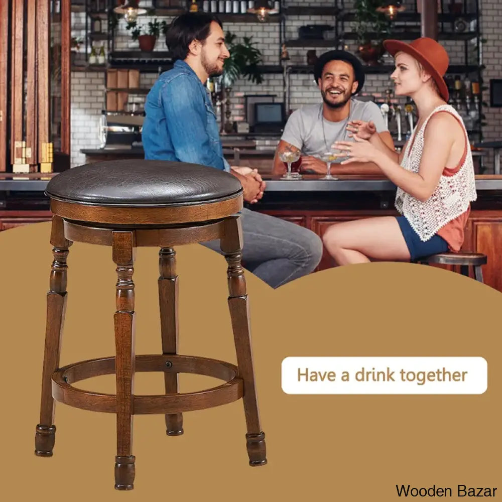 Sorayas Swivel Solid Wood Counter And Bar Stool - Wooden Bazar