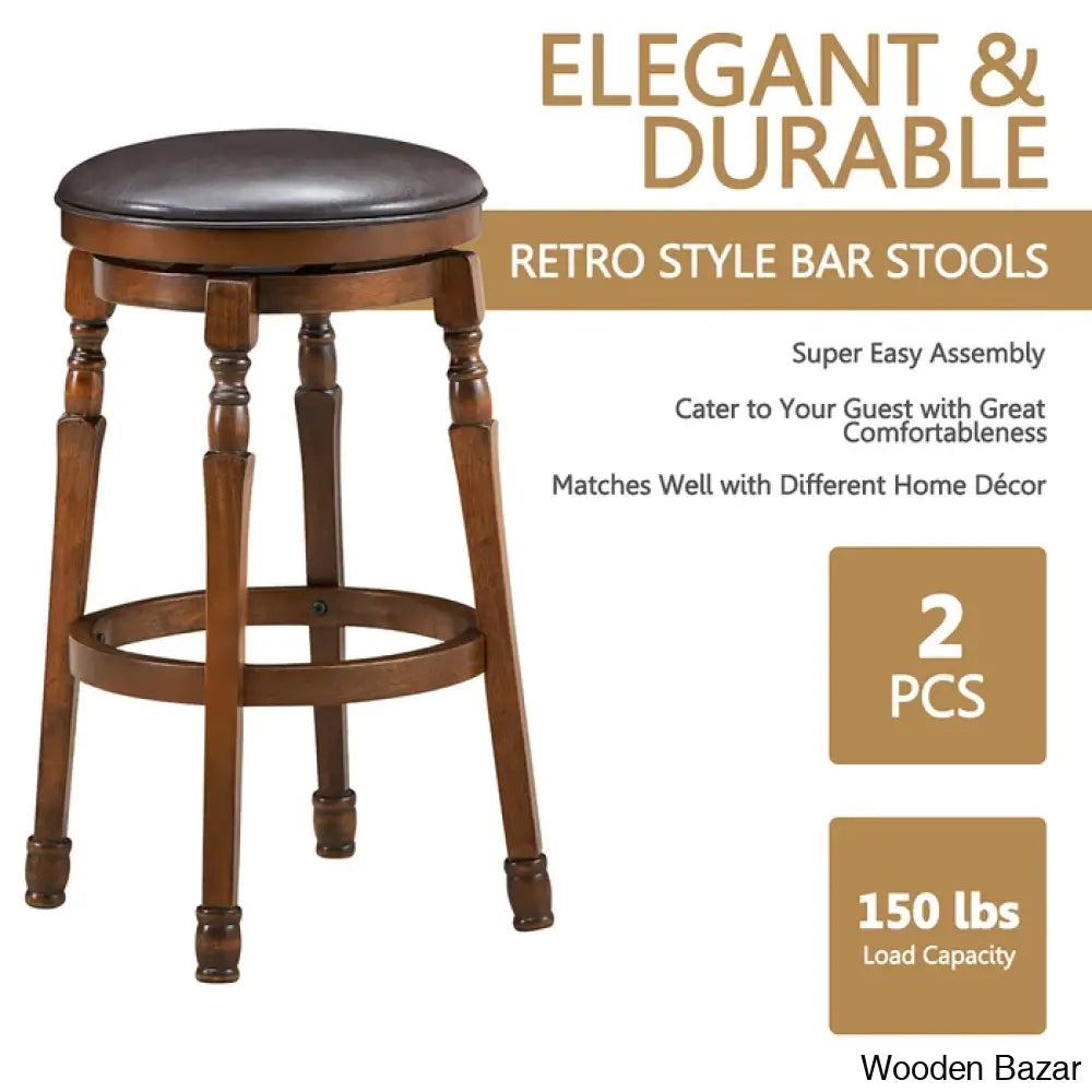 Sorayas Swivel Solid Wood Counter And Bar Stool - Wooden Bazar (29” Seat Height) / 1 Piece