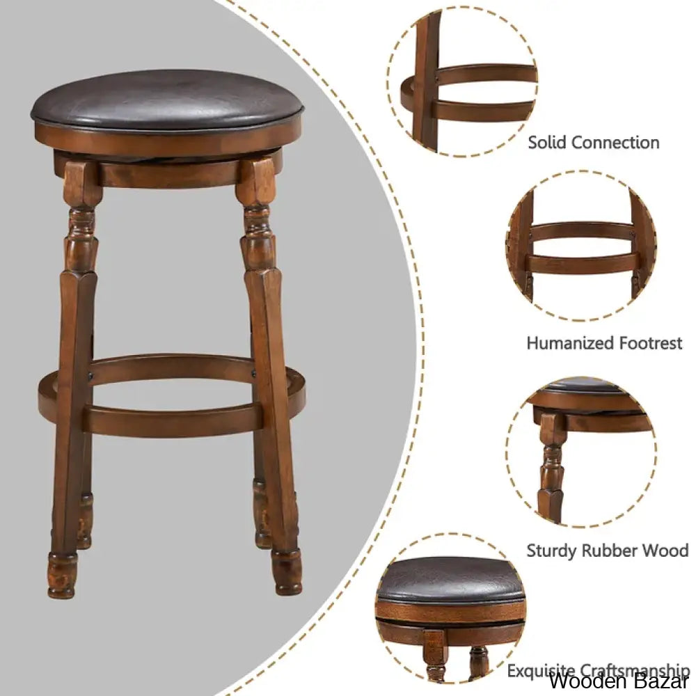 Sorayas Swivel Solid Wood Counter And Bar Stool - Wooden Bazar