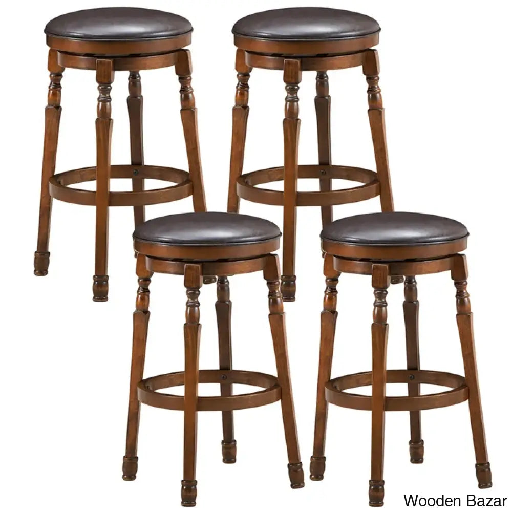 Sorayas Swivel Solid Wood Counter And Bar Stool - Wooden Bazar