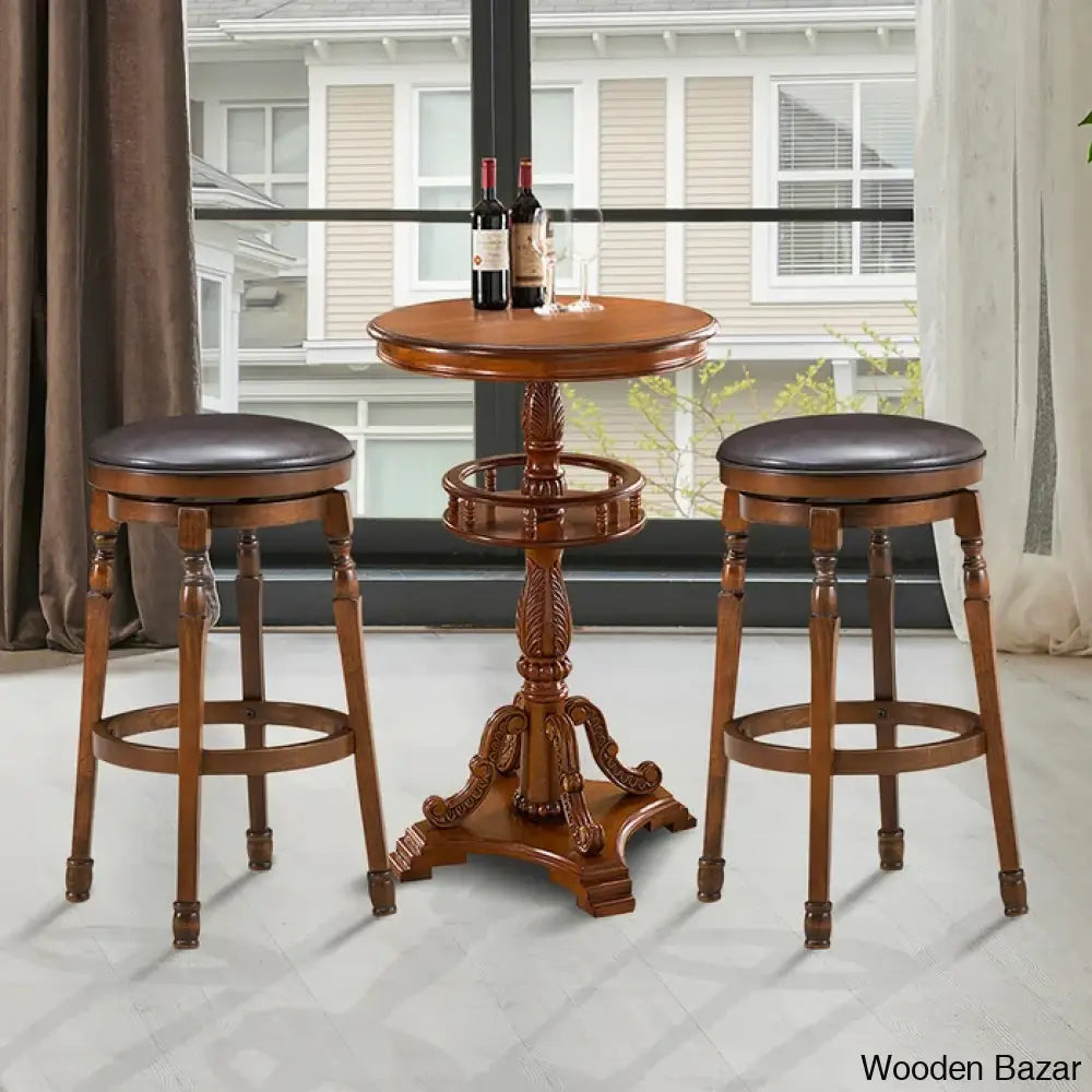 Sorayas Swivel Solid Wood Counter And Bar Stool - Wooden Bazar