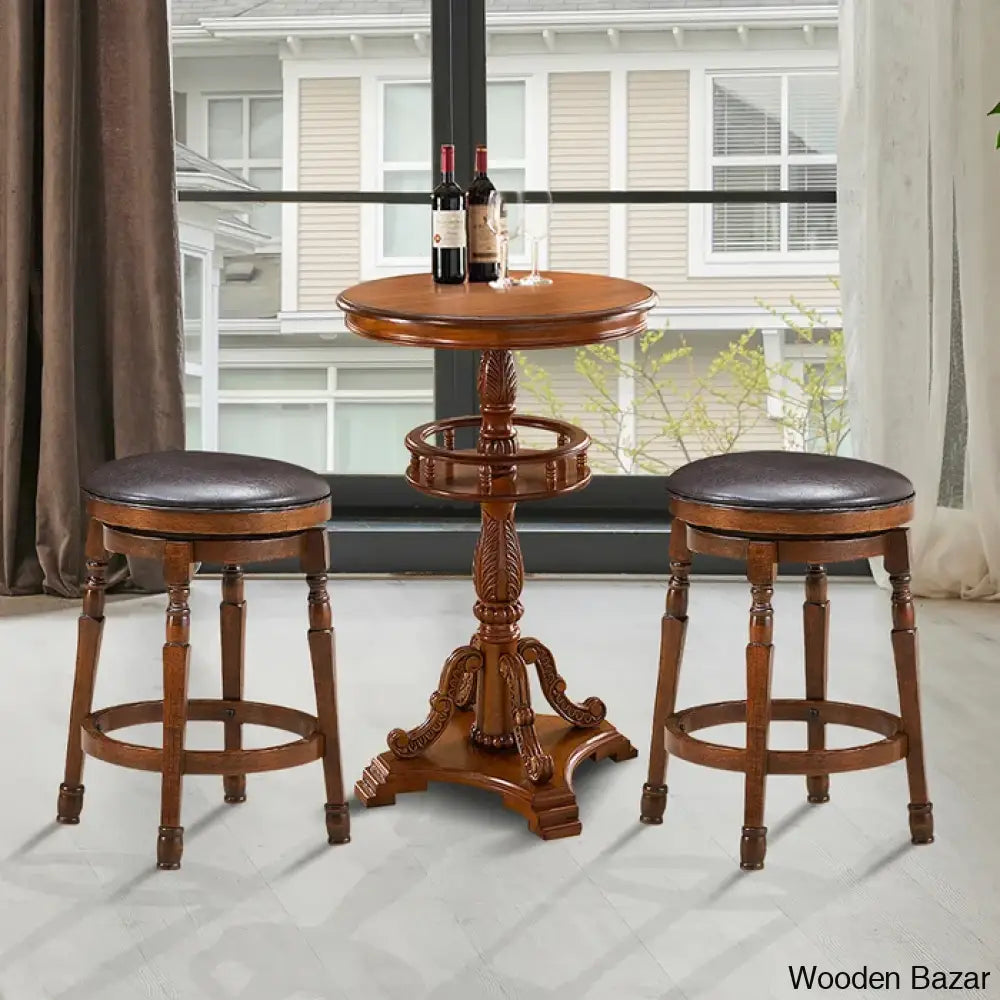 Sorayas Swivel Solid Wood Counter And Bar Stool - Wooden Bazar