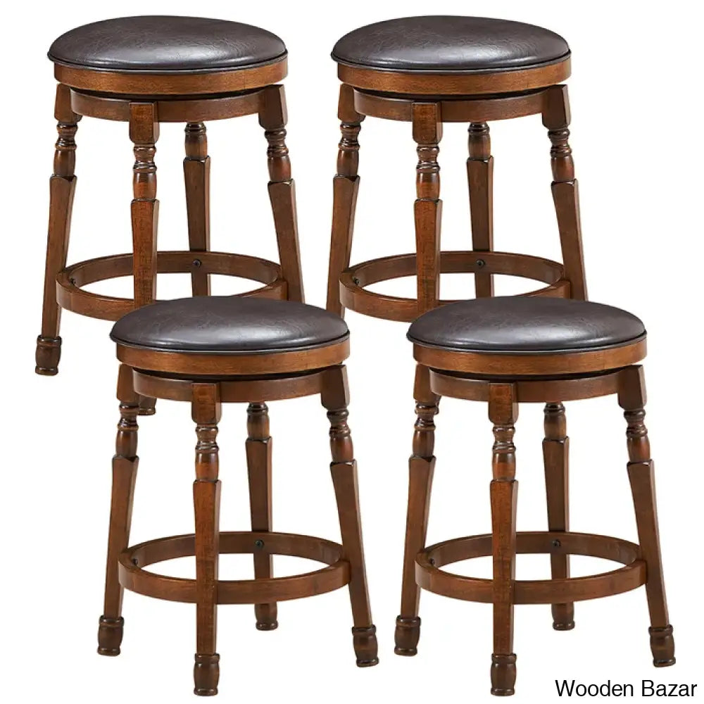 Sorayas Swivel Solid Wood Counter And Bar Stool - Wooden Bazar