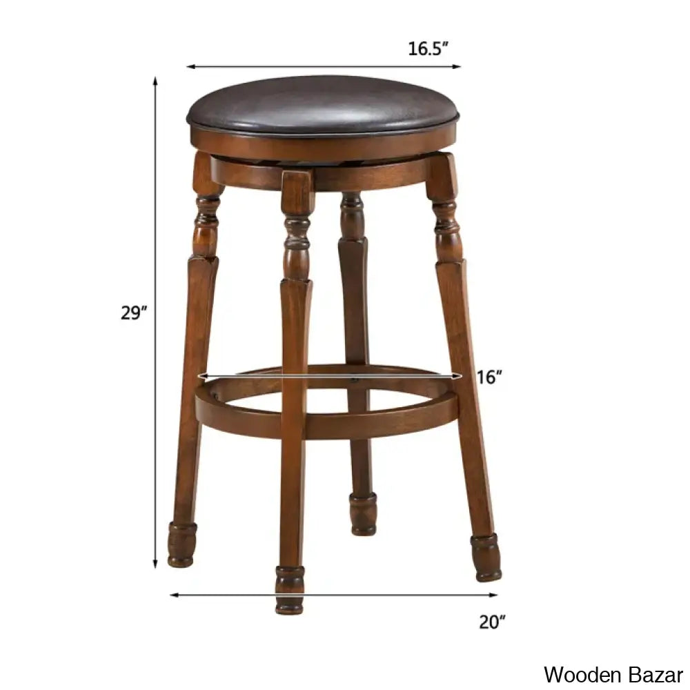 Sorayas Swivel Solid Wood Counter And Bar Stool - Wooden Bazar