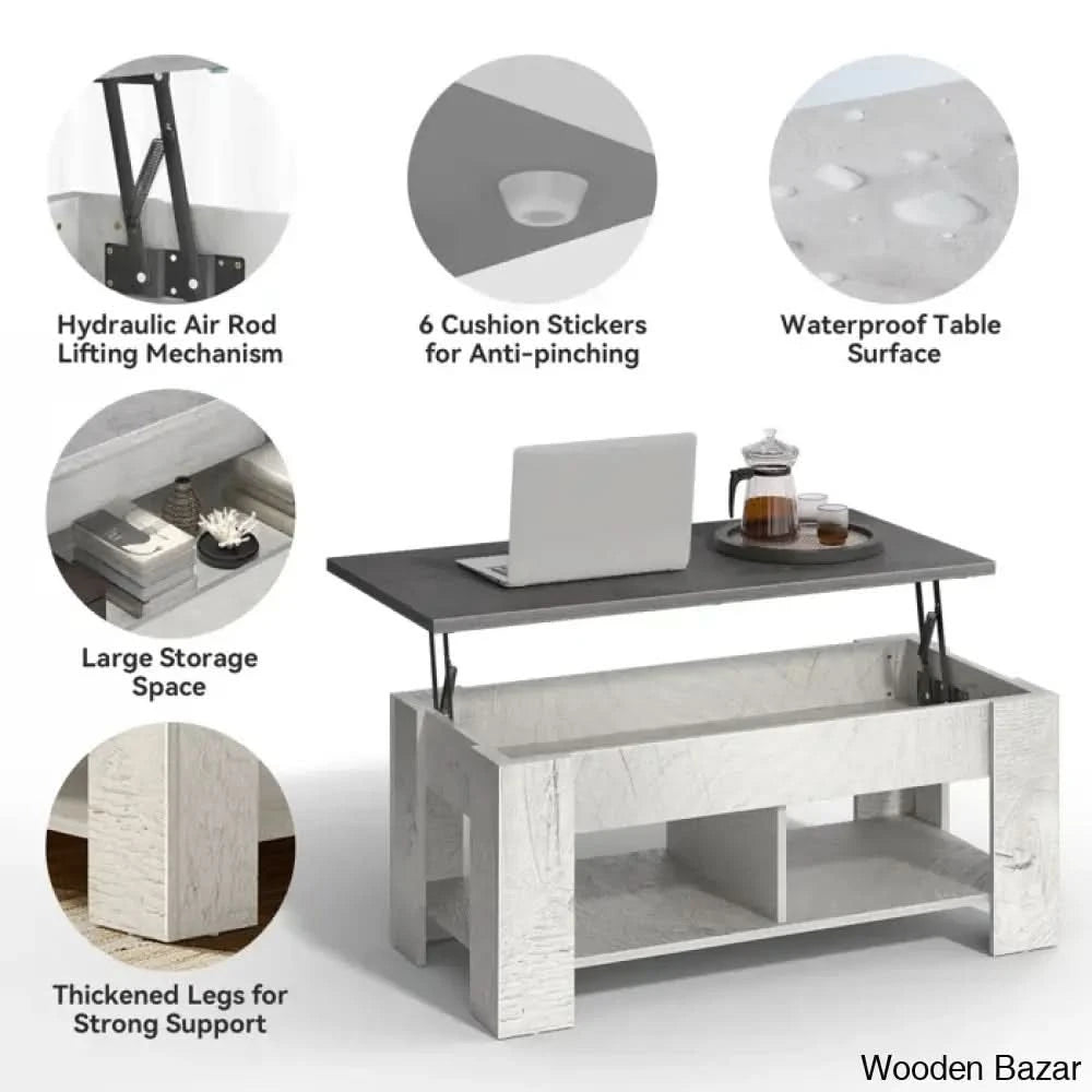 Sparta Black Lift Top Extendable Coffee and Center Table With Storage ...