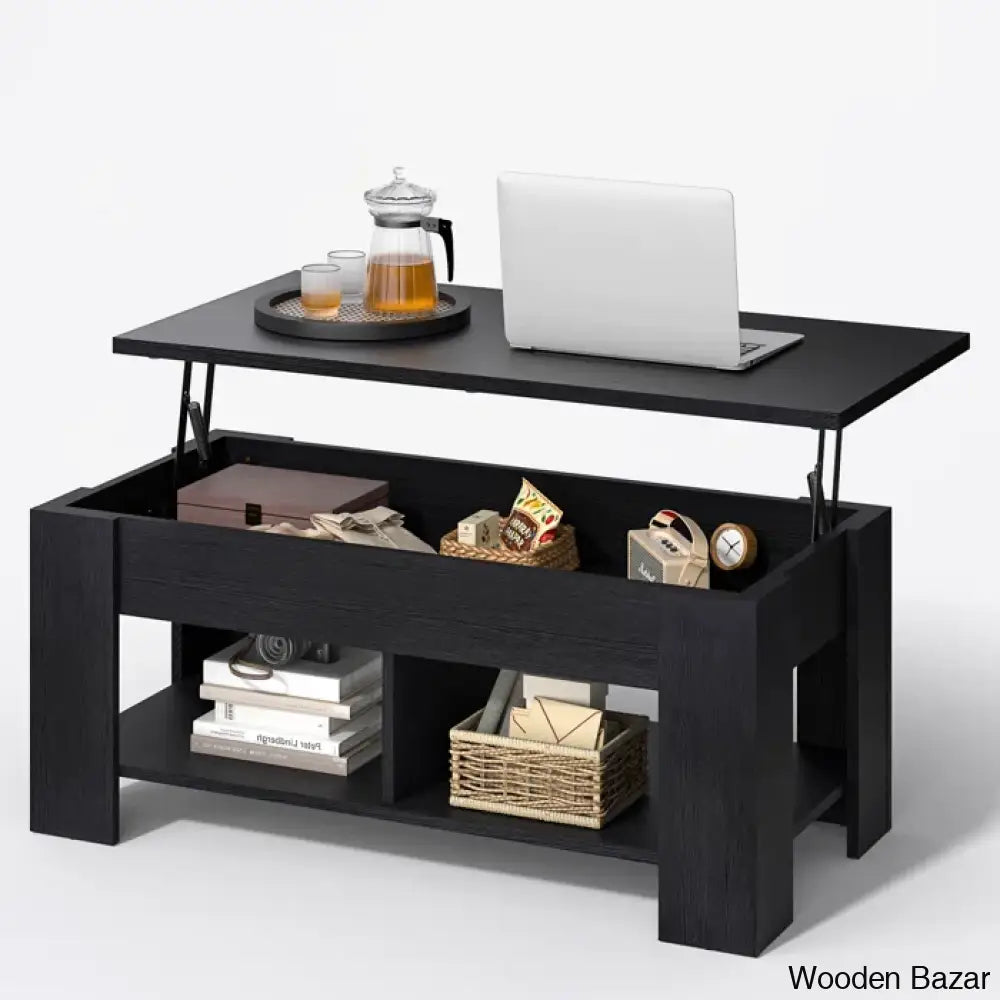 Sparta Black Lift Top Extendable Coffee And Center Table With Storage