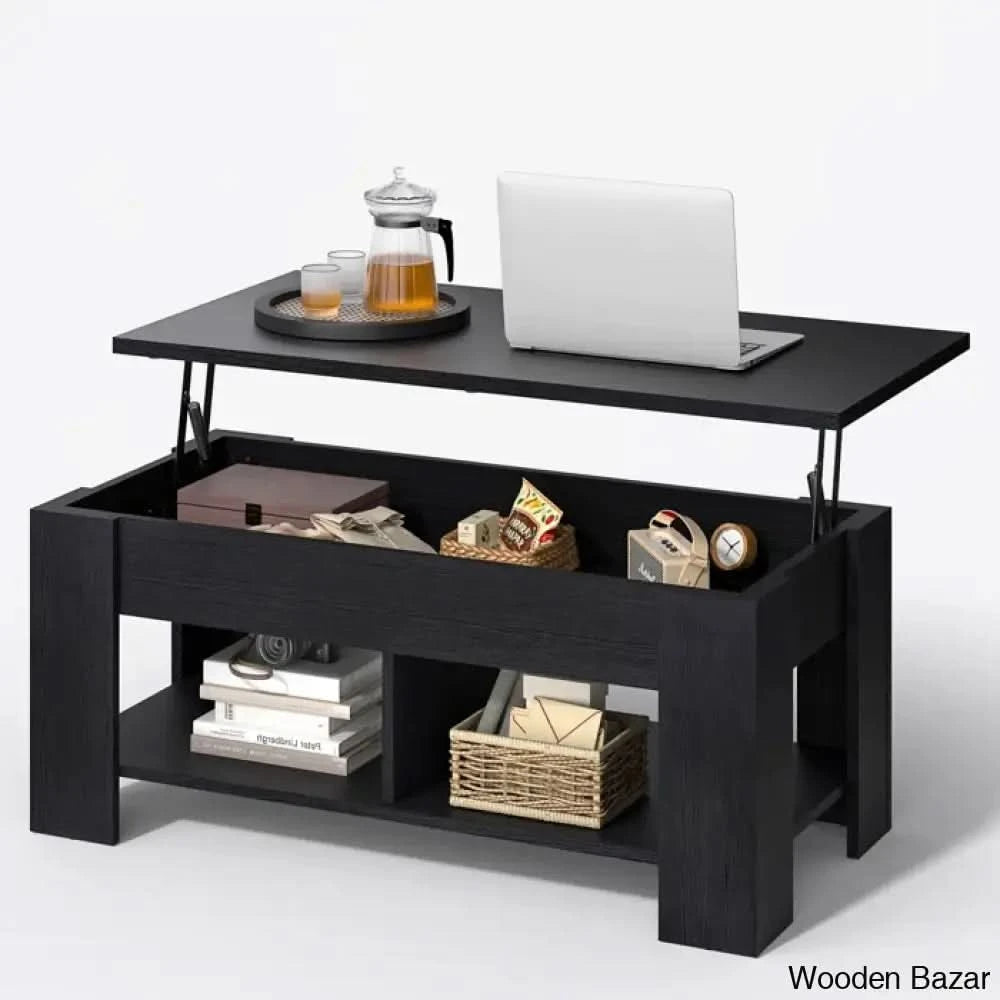 Sparta Black Lift Top Extendable Coffee and Center Table With Storage ...