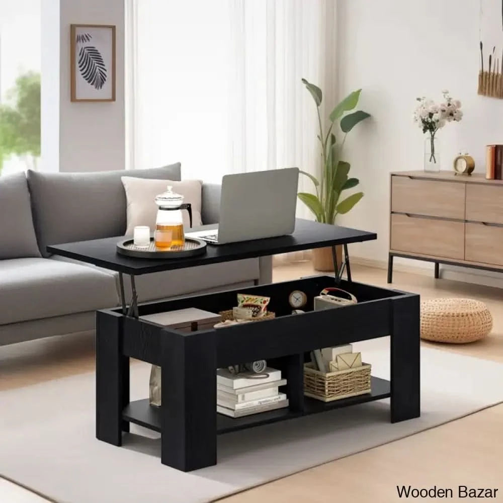 Sparta Black Lift Top Extendable Coffee and Center Table With Storage ...