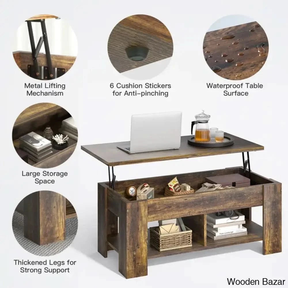 Sparta Black Lift Top Extendable Coffee and Center Table With Storage ...