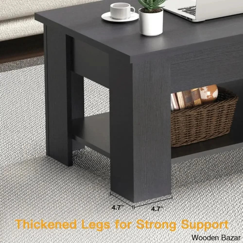Sparta Black Lift Top Extendable Coffee and Center Table With Storage ...