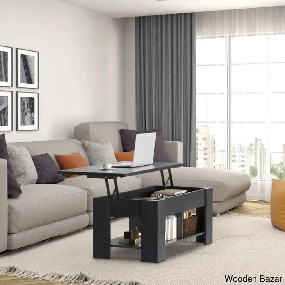 Sparta Black Lift Top Extendable Coffee and Center Table With Storage ...