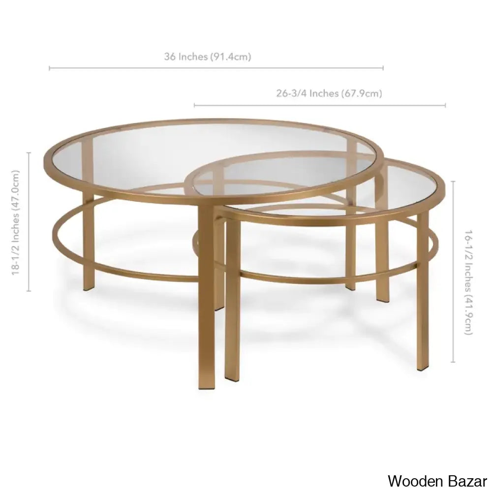 Spilsbyc Glass Top Nesting Coffee And Center Table