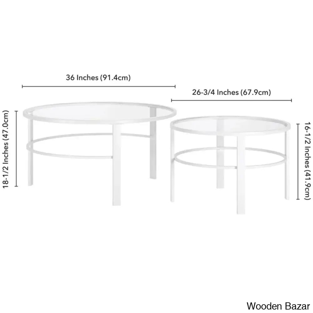 Spilsbyc Glass Top Nesting Coffee And Center Table