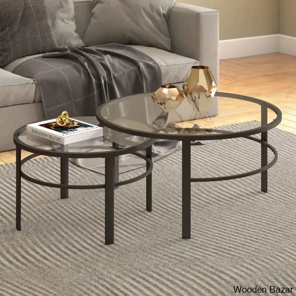 Spilsbyc Glass Top Nesting Coffee And Center Table