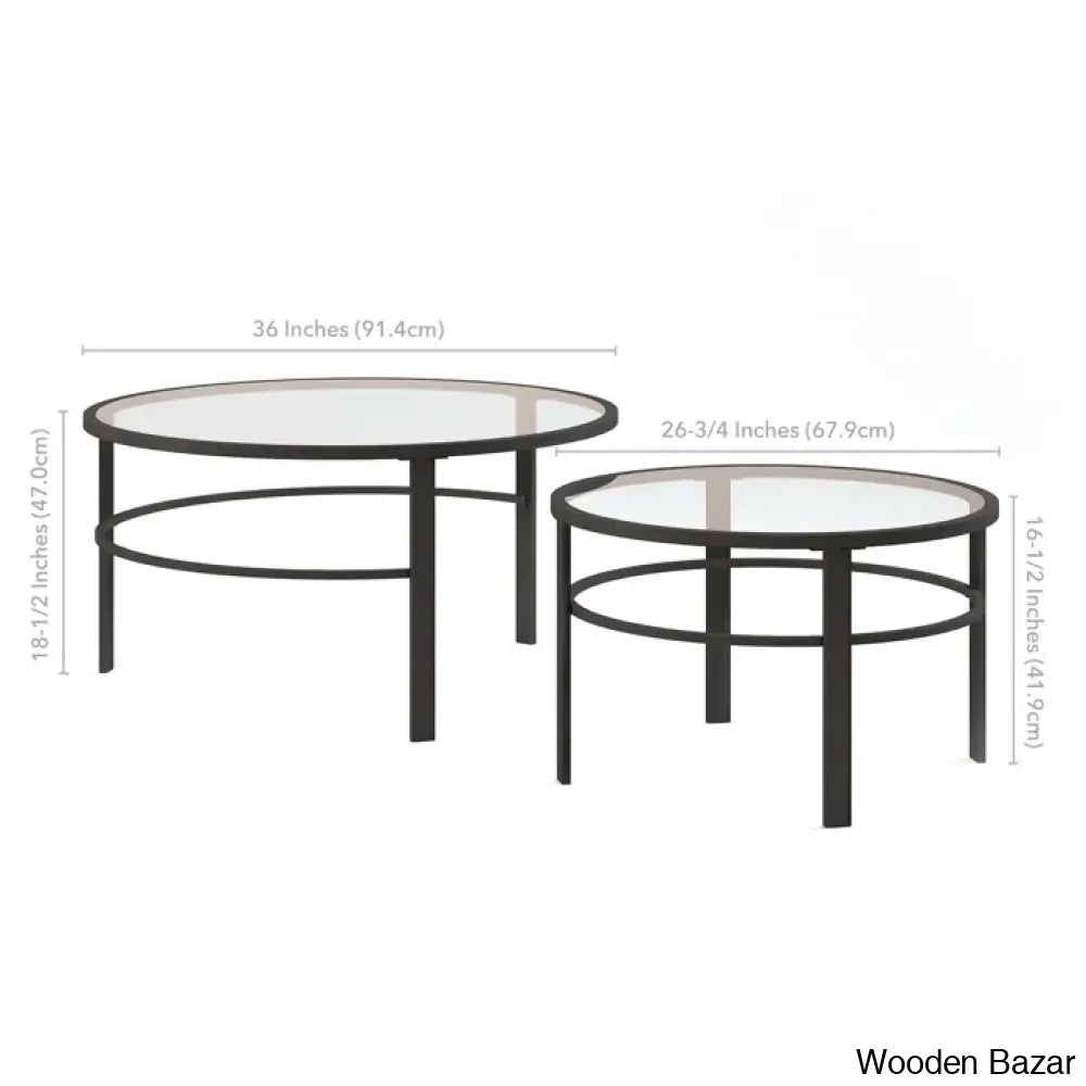 Spilsbyc Glass Top Nesting Coffee And Center Table