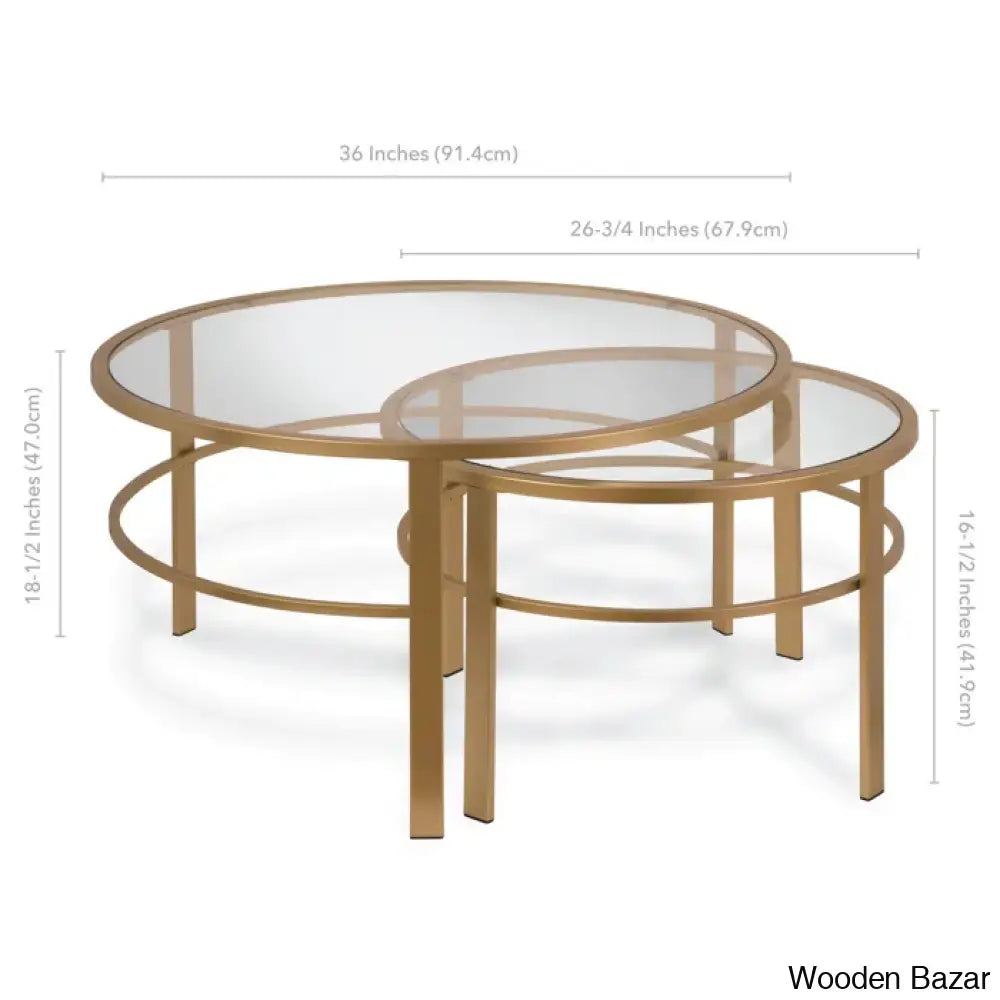 Spilsbyc Glass Top Nesting Coffee And Center Table