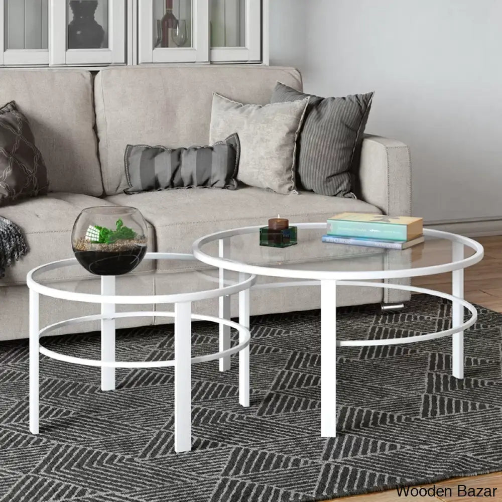 Spilsbyc Glass Top Nesting Coffee And Center Table