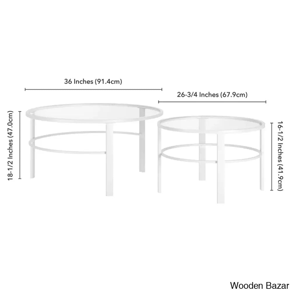 Spilsbyc Glass Top Nesting Coffee And Center Table