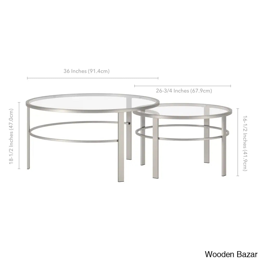 Spilsbyc Glass Top Nesting Coffee And Center Table