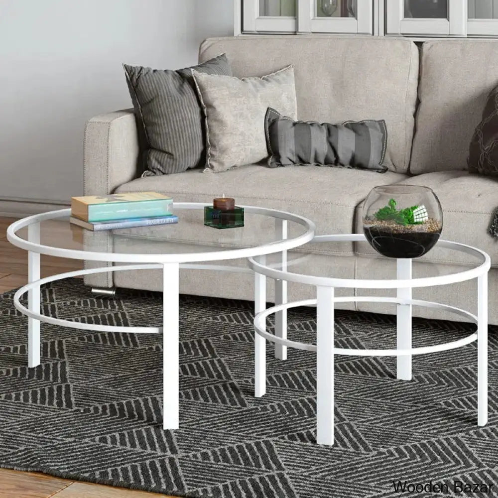 Spilsbyc Glass Top Nesting Coffee And Center Table