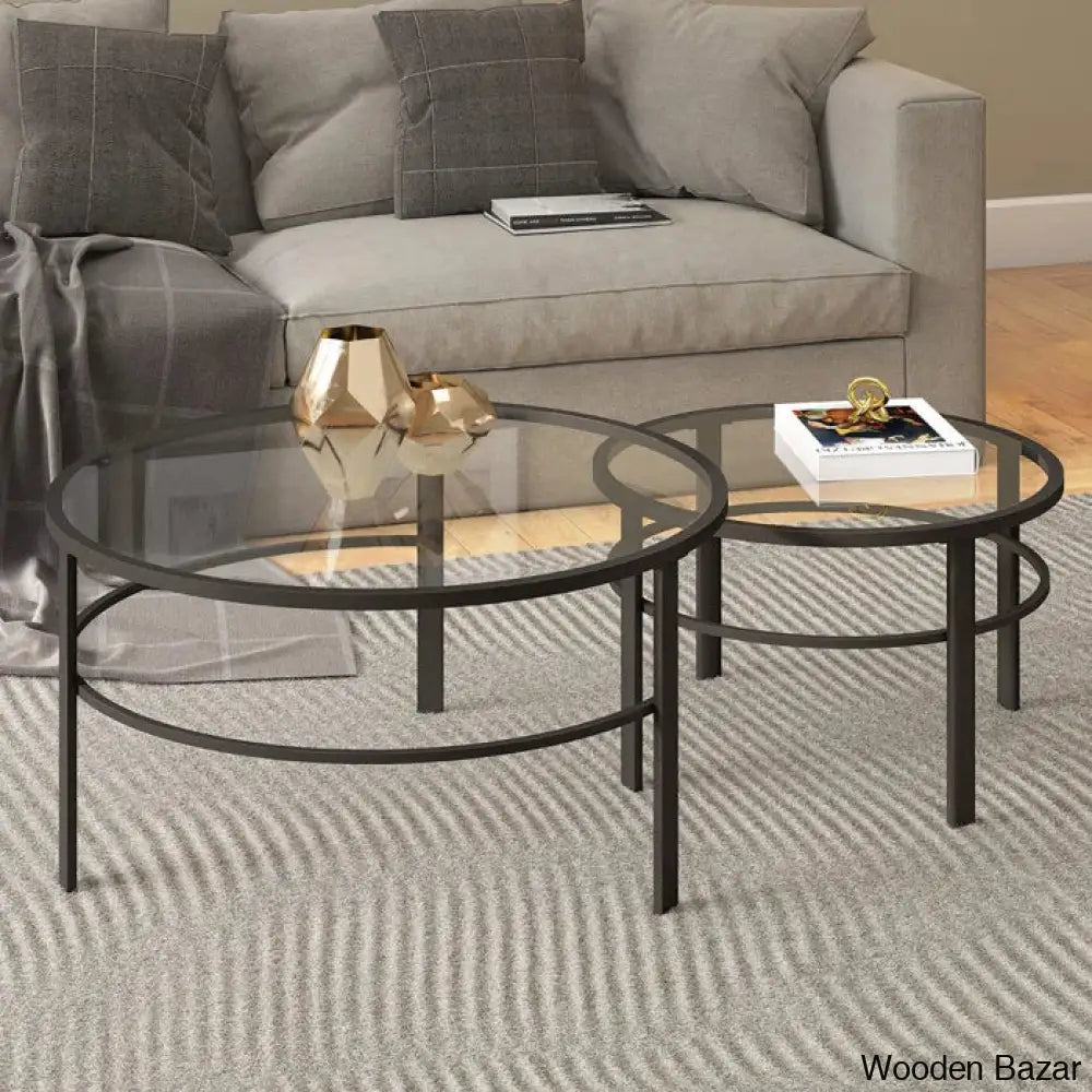 Spilsbyc Glass Top Nesting Coffee And Center Table