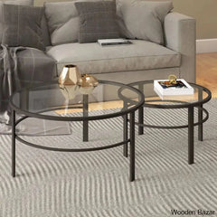 Spilsbyc Glass Top Nesting Coffee And Center Table