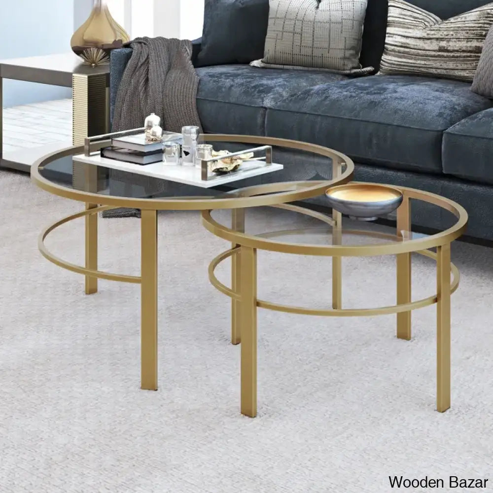 Spilsbyc Glass Top Nesting Coffee And Center Table