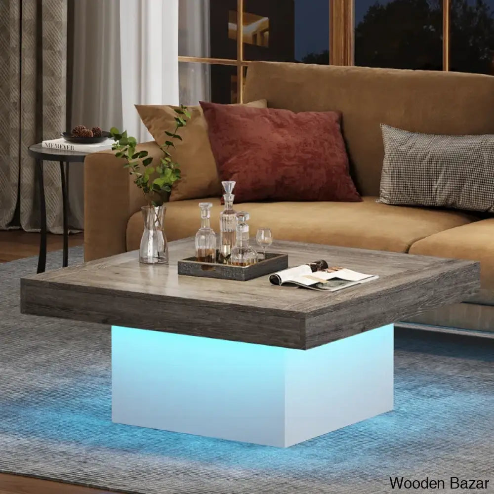 Squarey Led Coffee Table Farmhouse And Center